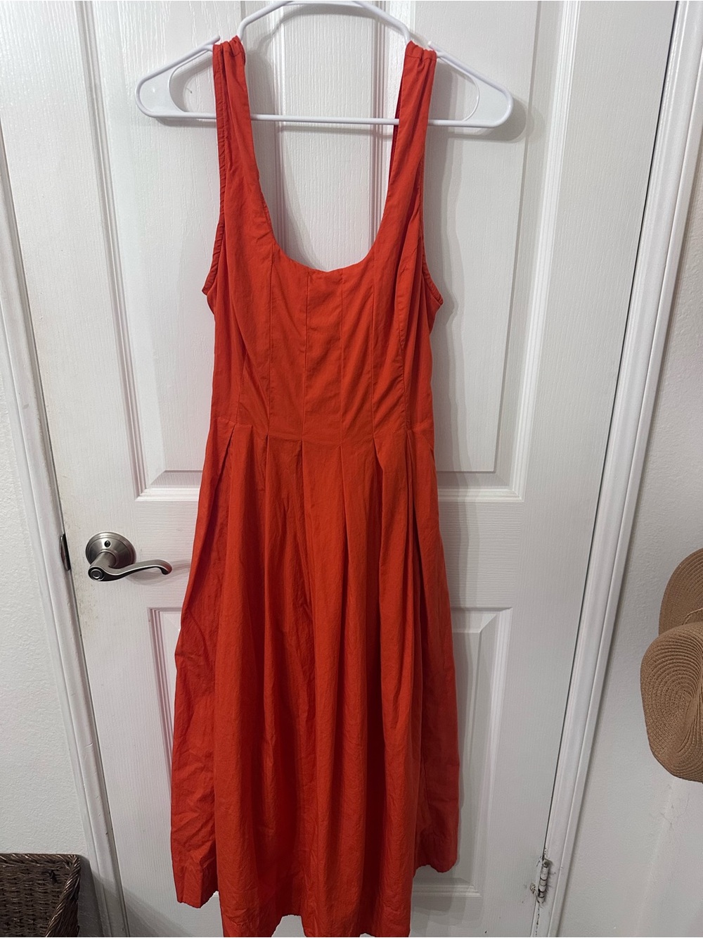 🍊 Free People Rust Orange Cotton Midi Dress — Small